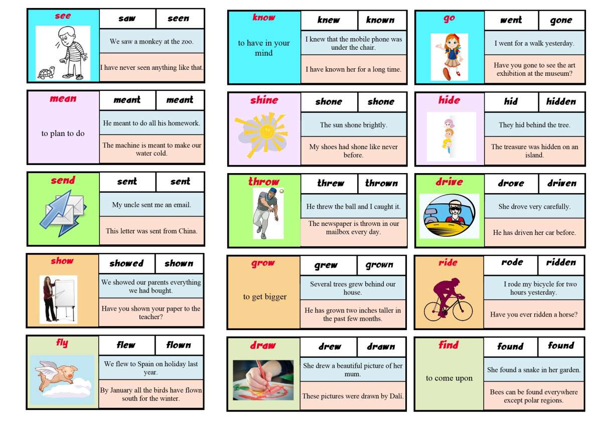 Irregular verbs with Fluency MC 21  Games to learn English Inside Irregular Verbs Worksheet Pdf