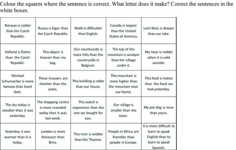 Comparatives and superlatives - activities - Games to learn English