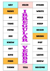 irregular verbs board game