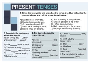 Present tenses exercises