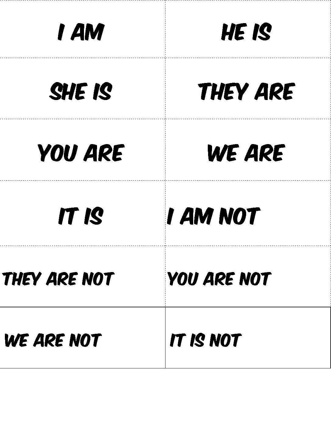 short forms of the verb to be skládačky Games to learn English