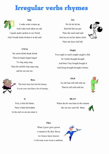 Irregular verbs rhymes