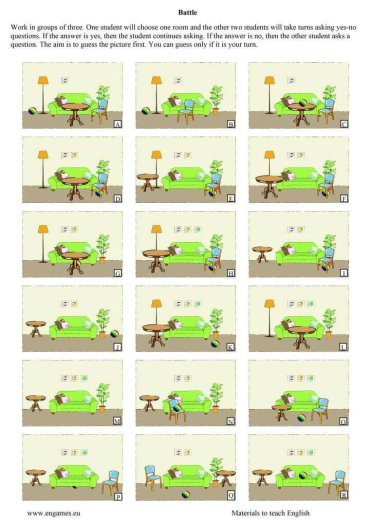 Prepositions of place – speaking activities