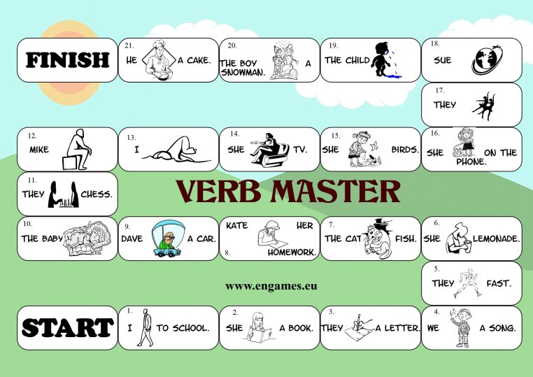 Verb master board game